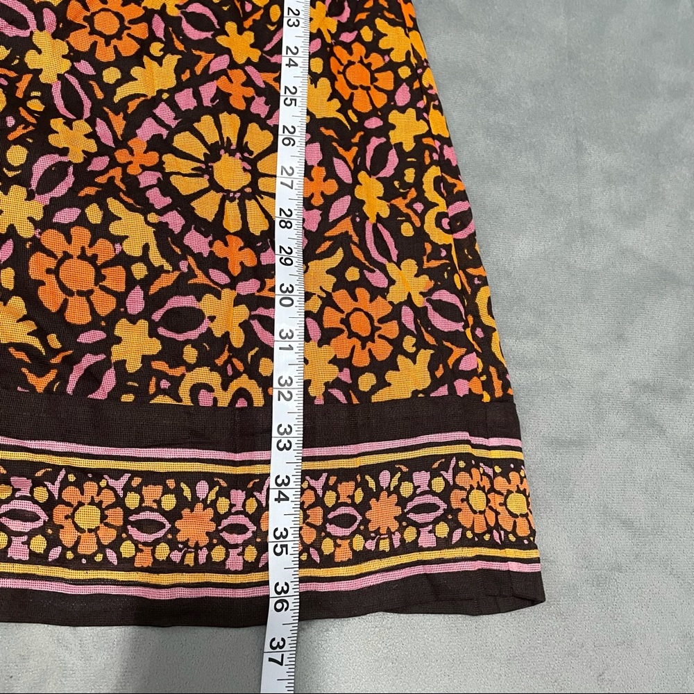 Trina Turk Brown Retro Floral Dress EUC Size 6 - Picture 3 of 6